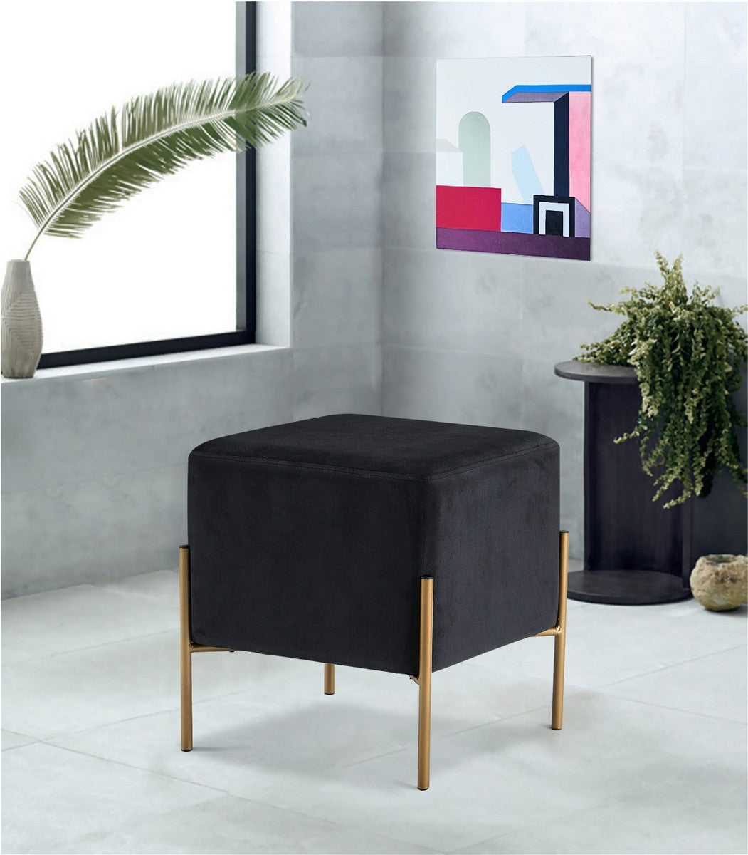 Meridian Furniture Isla Black Velvet Ottoman/Stool