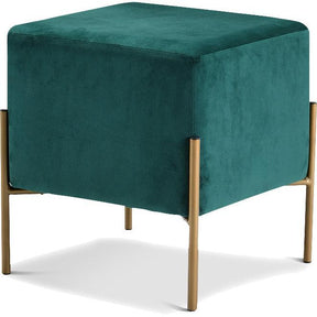 Meridian Furniture Isla Green Velvet Ottoman/StoolMeridian Furniture - Ottoman/Stool - Minimal And Modern - 1
