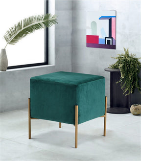 Meridian Furniture Isla Green Velvet Ottoman/Stool