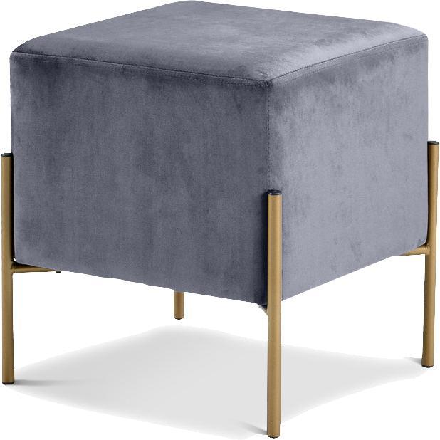 Meridian Furniture Isla Grey Velvet Ottoman/StoolMeridian Furniture - Ottoman/Stool - Minimal And Modern - 1
