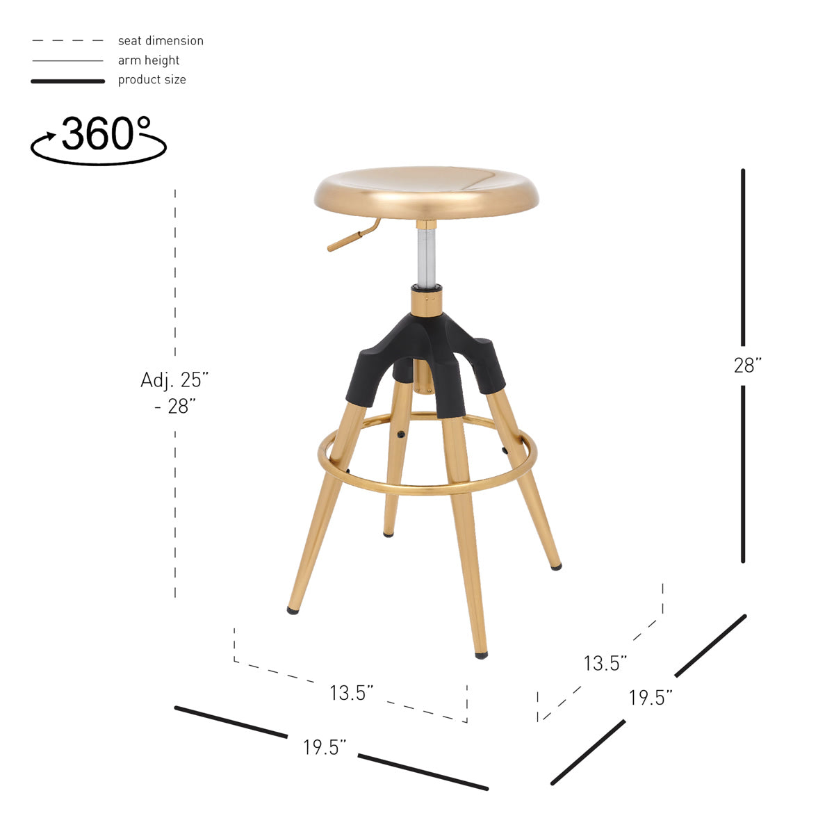 Elton Metal Swivel Backless Stool - Set of 2 by New Pacific Direct - 1350002-G