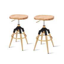 Elton Wood Top Metal Swivel Backless Stool - Set of 2 by New Pacific Direct - 1350003-G