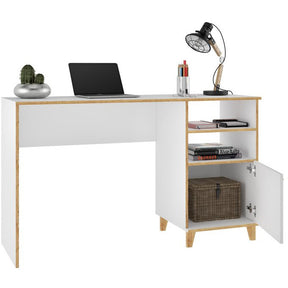 Manhattan Comfort  Minetta 2-Shelf Mid Century Office Desk  in White