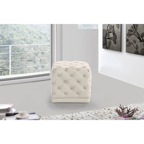 Meridian Furniture Stella Cream Velvet Ottoman/Stool-Minimal & Modern