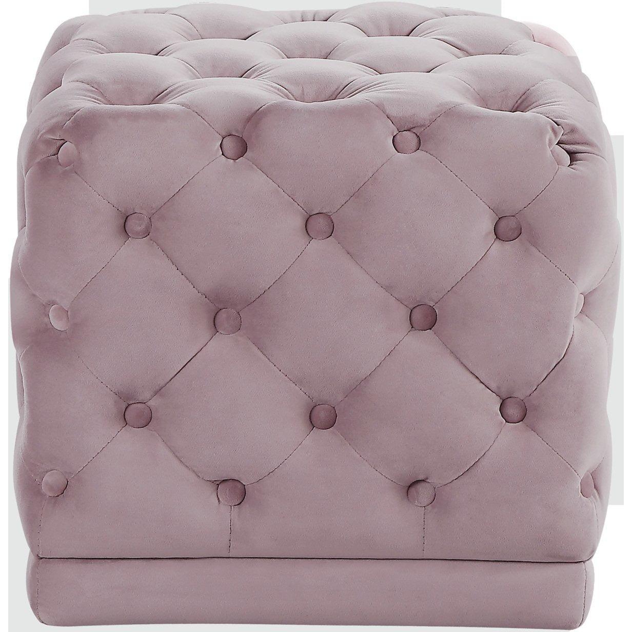 Meridian Furniture Stella Pink Velvet Ottoman/StoolMeridian Furniture - Ottoman/Stool - Minimal And Modern - 1