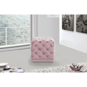 Meridian Furniture Stella Pink Velvet Ottoman/Stool-Minimal & Modern