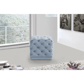 Meridian Furniture Stella Sky Blue Velvet Ottoman/Stool-Minimal & Modern
