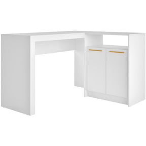 Manhattan Comfort  Kalmar L -Shaped Office Desk with Inclusive Cabinet  in White Manhattan Comfort-Office - - 1