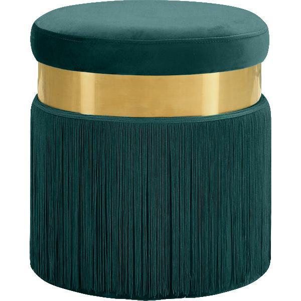 Meridian Furniture Yasmine Green Velvet Ottoman/StoolMeridian Furniture - Ottoman/Stool - Minimal And Modern - 1