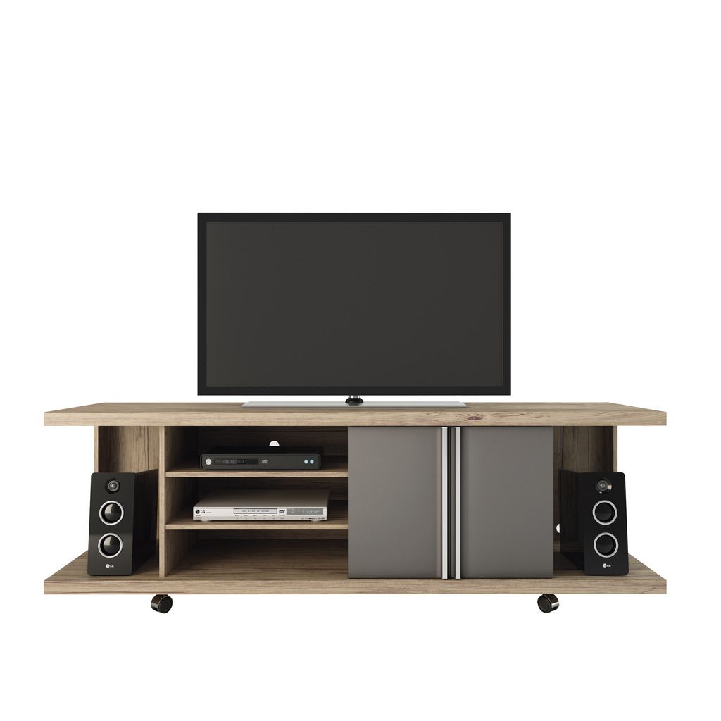 Manhattan Comfort Carnegie TV Stand in Nature and OnyxManhattan Comfort-Theater Entertainment Centers- - 1