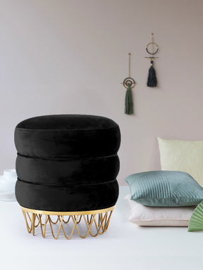 Meridian Furniture Revolve Black Velvet Ottoman/Stool