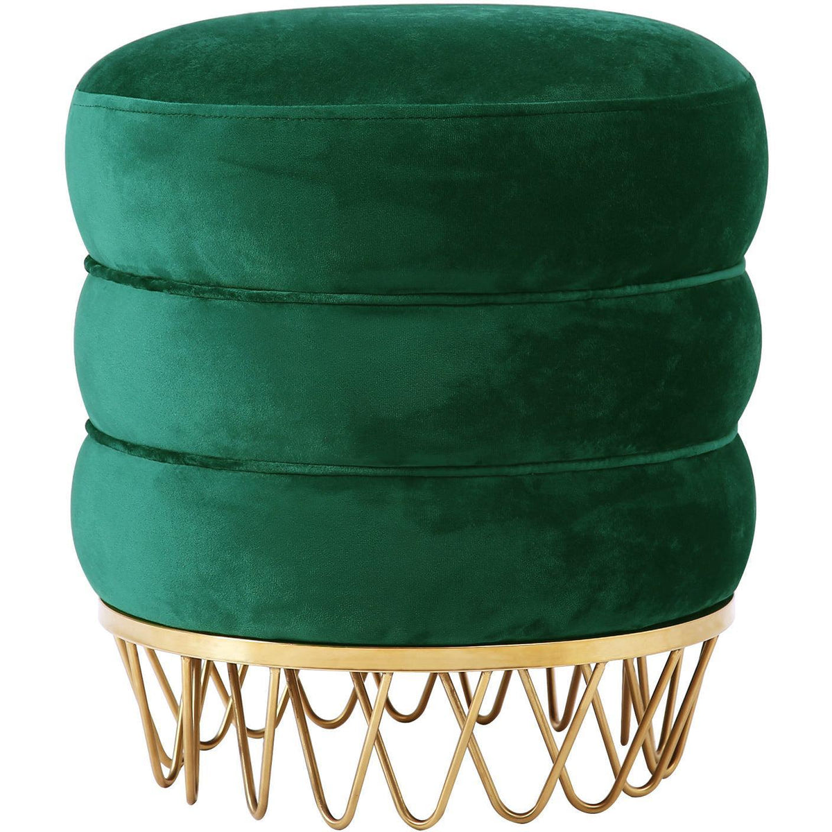 Meridian Furniture Revolve Green Velvet Ottoman/StoolMeridian Furniture - Ottoman/Stool - Minimal And Modern - 1