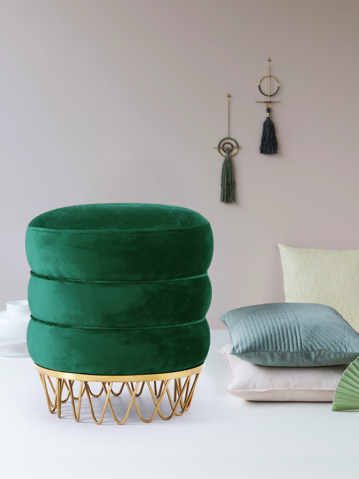 Meridian Furniture Revolve Green Velvet Ottoman/Stool