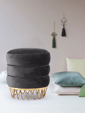 Meridian Furniture Revolve Grey Velvet Ottoman/Stool