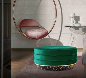 Meridian Furniture Revolve Green Velvet Ottoman/Coffee Table