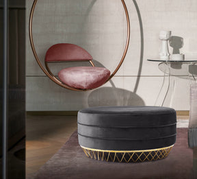 Meridian Furniture Revolve Grey Velvet Ottoman/Coffee Table