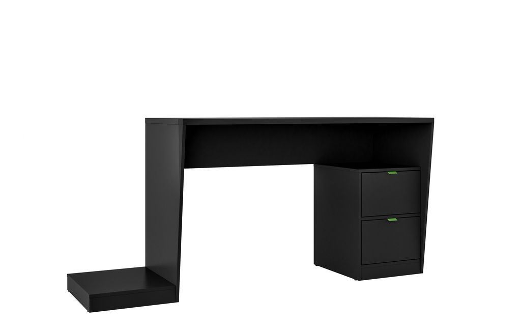 Manhattan Comfort Randalls Gamer Desk 1.0 with 2 Drawers in BlackManhattan Comfort-Gamer Desk- - 1