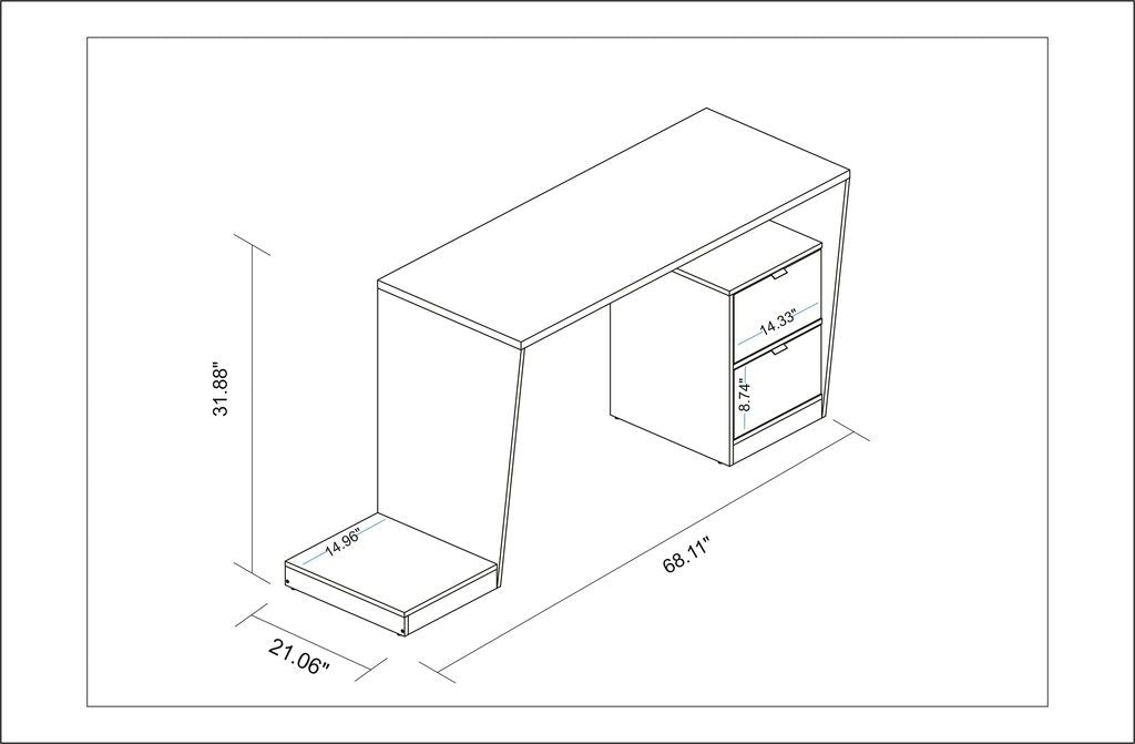 Manhattan Comfort Randalls Gamer Desk 1.0 with 2 Drawers in Black