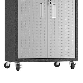 Manhattan Comfort 3-Piece Fortress Mobile Space-Saving Steel Garage Cabinet and Worktable 1.0  in Grey