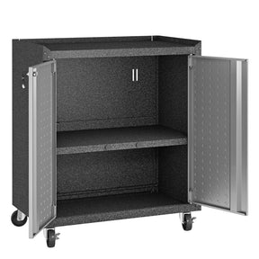 Manhattan Comfort 3-Piece Fortress Mobile Space-Saving Steel Garage Cabinet and Worktable 1.0  in Grey
