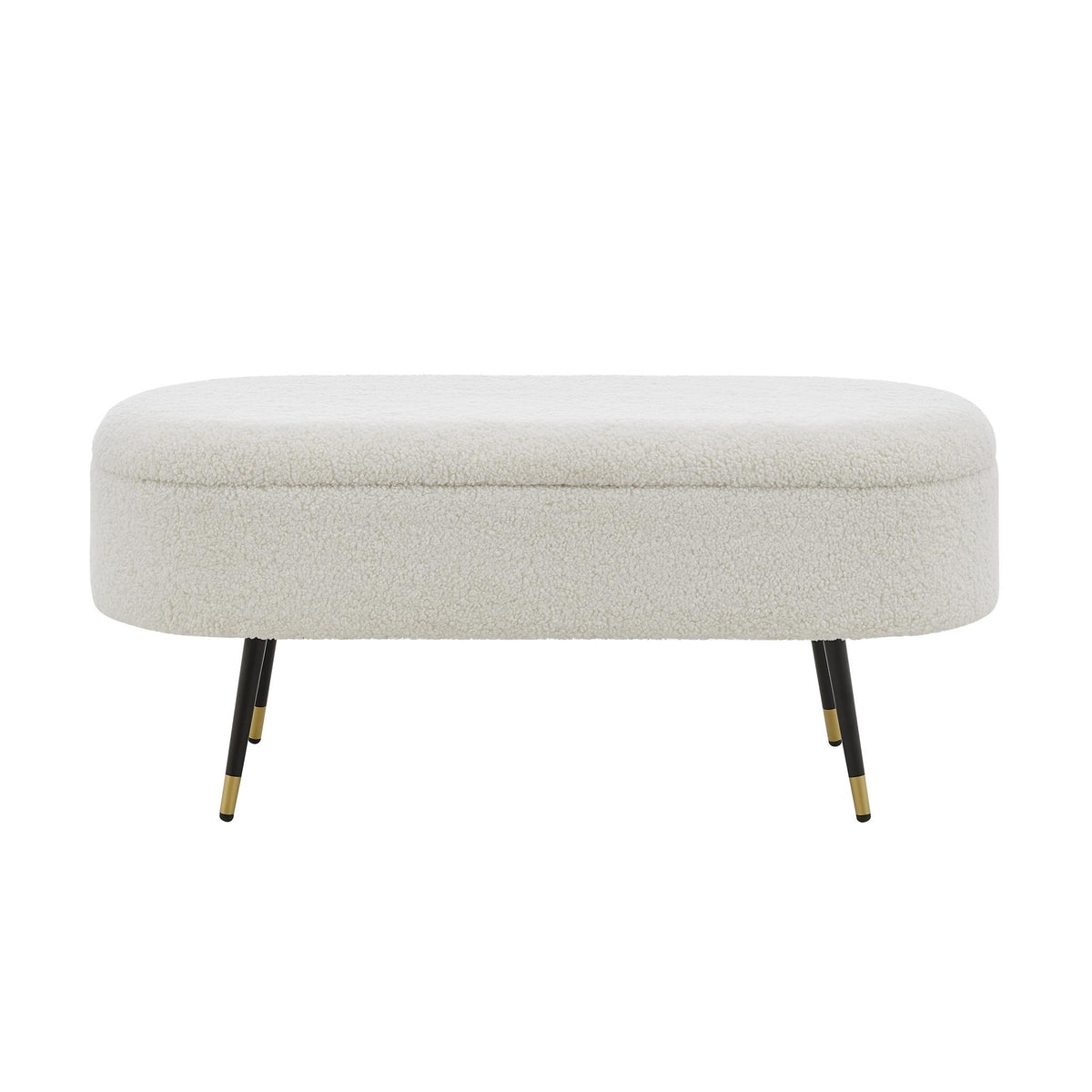 Phoebe KD Faux Shearling Fabric Storage Bench w/ Gold Tip Metal Legs by New Pacific Direct - 1600076