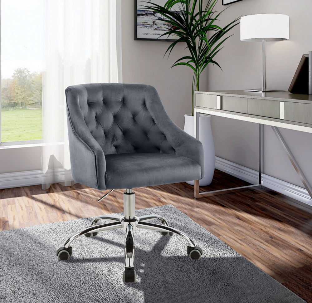 Meridian Furniture Arden Grey Velvet Office Chair