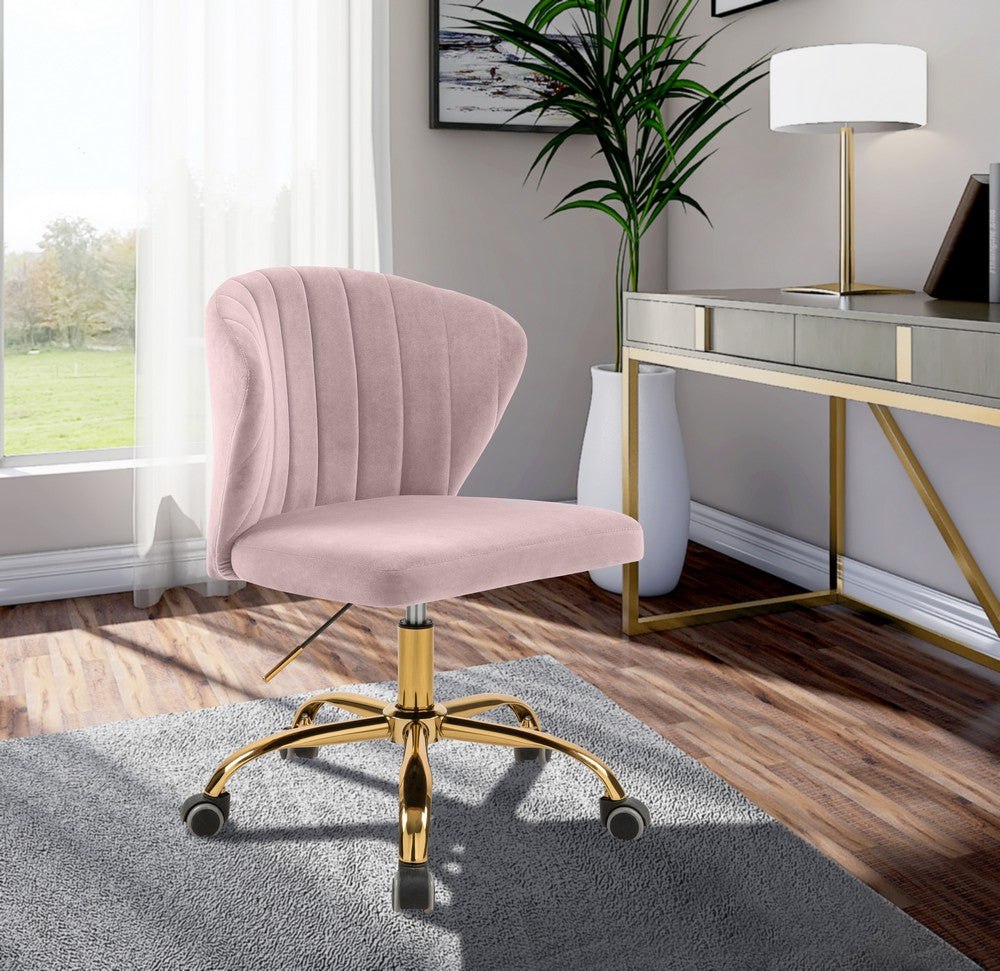 Meridian Furniture Finley Pink Velvet Office Chair