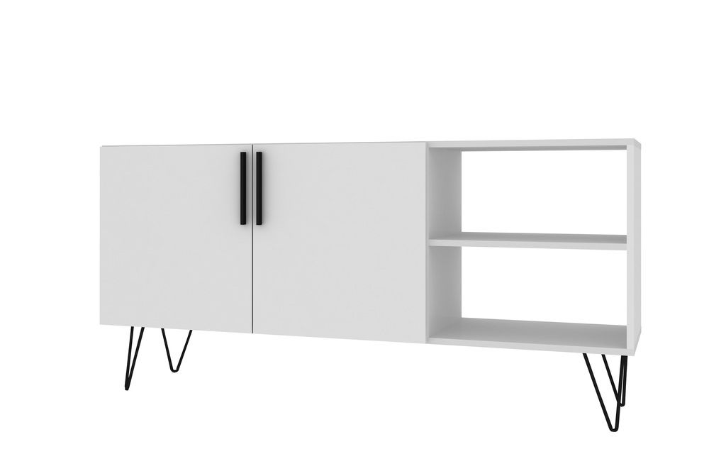 Manhattan Comfort Mid-Century - Modern Nolita 53.15" Sideboard with 4 Shelves in WhiteManhattan Comfort-Entertainment Center- - 1