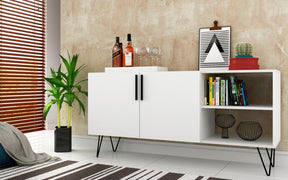 Manhattan Comfort Mid-Century - Modern Nolita 53.15" Sideboard with 4 Shelves in White