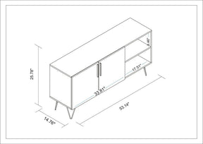 Manhattan Comfort Mid-Century - Modern Nolita 53.15" Sideboard with 4 Shelves in White