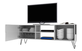 Manhattan Comfort Mid-Century - Modern Nolita 63" TV Stand with 6 Shelves in White