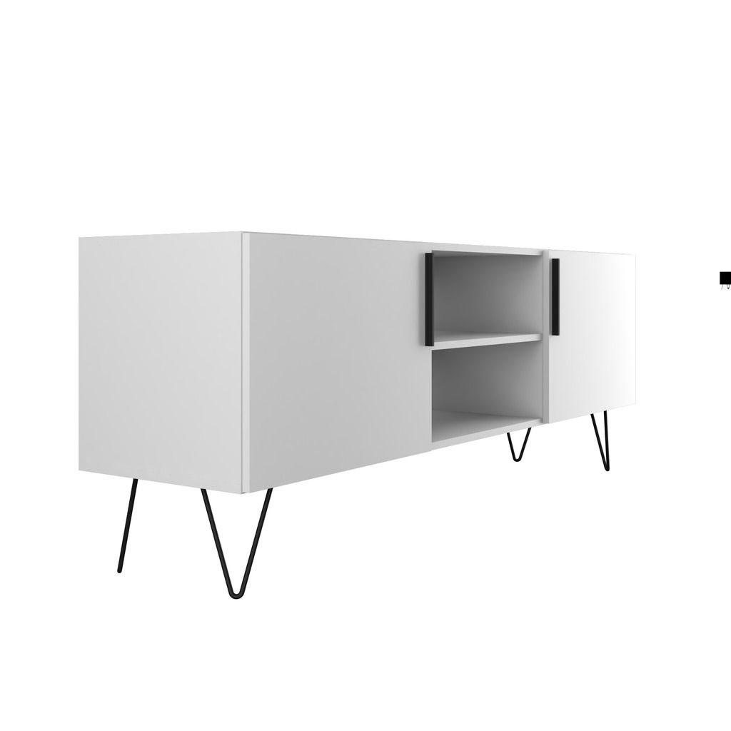 Manhattan Comfort Mid-Century - Modern Nolita 63" TV Stand with 6 Shelves in White