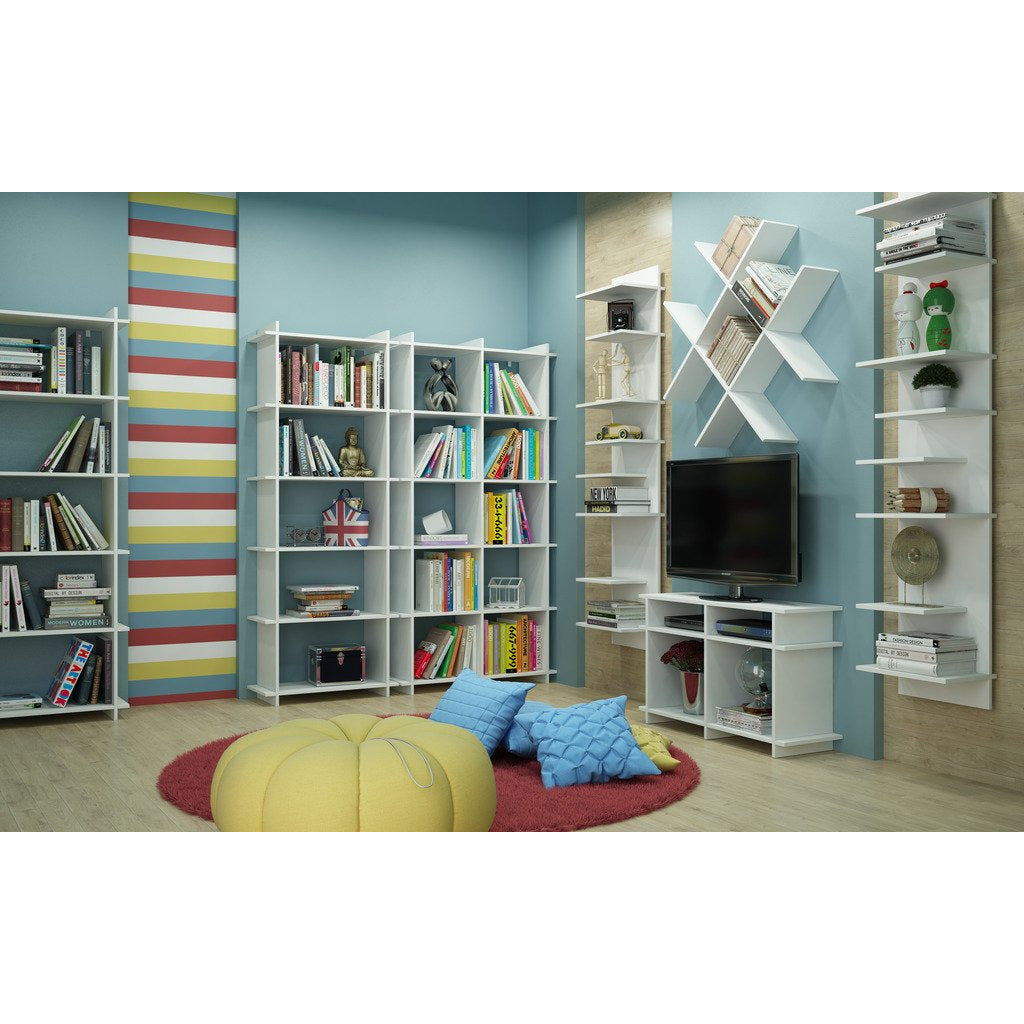 Accentuations by Manhattan Comfort Captivating Nelson Floating Shelf Panel with 8 Shelves in White