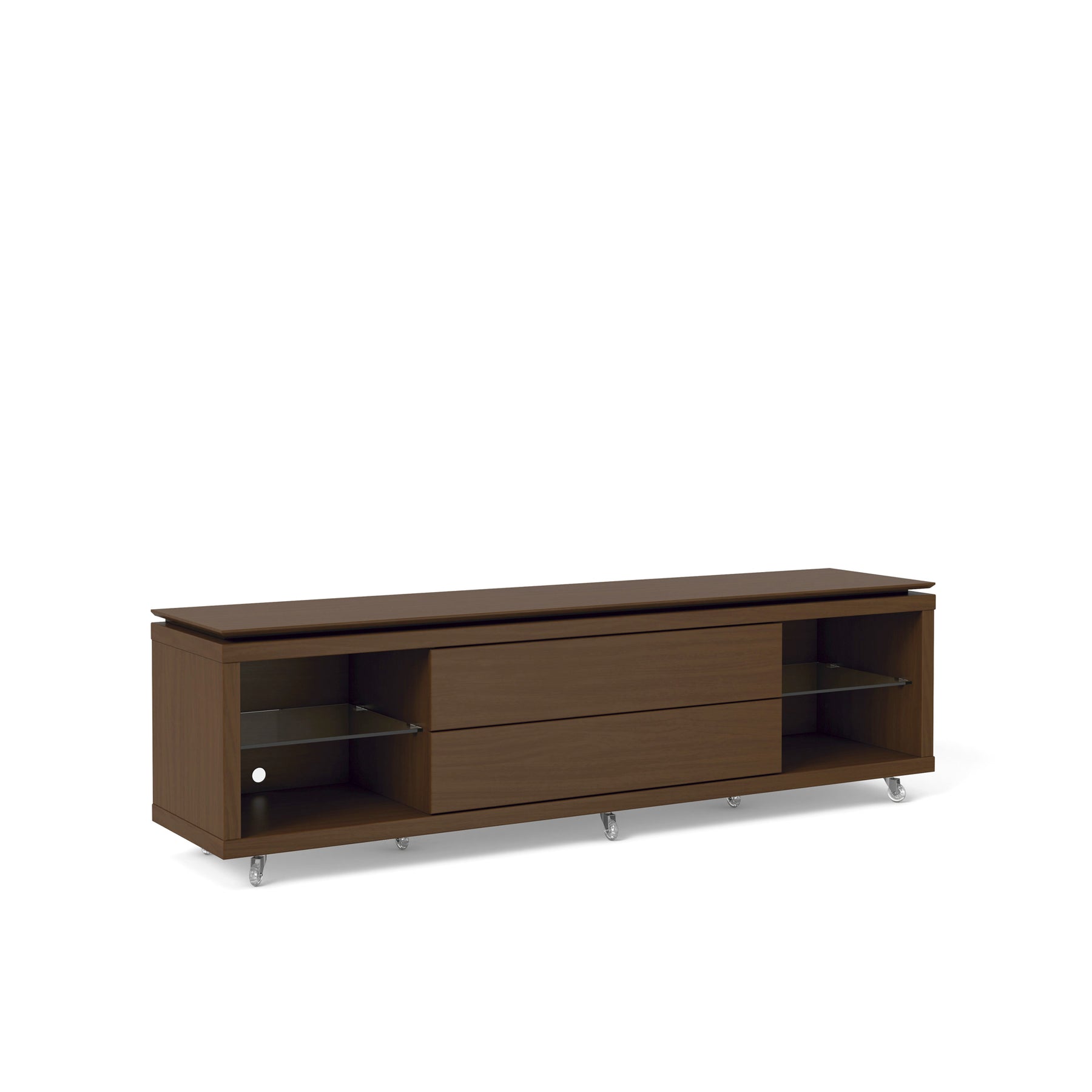 Manhattan Comfort Lincoln TV Stand 1.9 with Silicone Casters in Nut Brown-Minimal & Modern