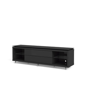 Manhattan Comfort Lincoln TV Stand 1.9 with Silicone Casters in Black Gloss and Black Matte-Minimal & Modern