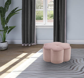 Meridian Furniture Daisy Pink Velvet Ottoman