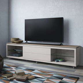 Manhattan Comfort Lincoln TV Stand 2.2 with Silicone Casters in Maple Cream and Off White-Minimal & Modern
