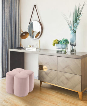 Meridian Furniture Clover Pink Velvet Ottoman