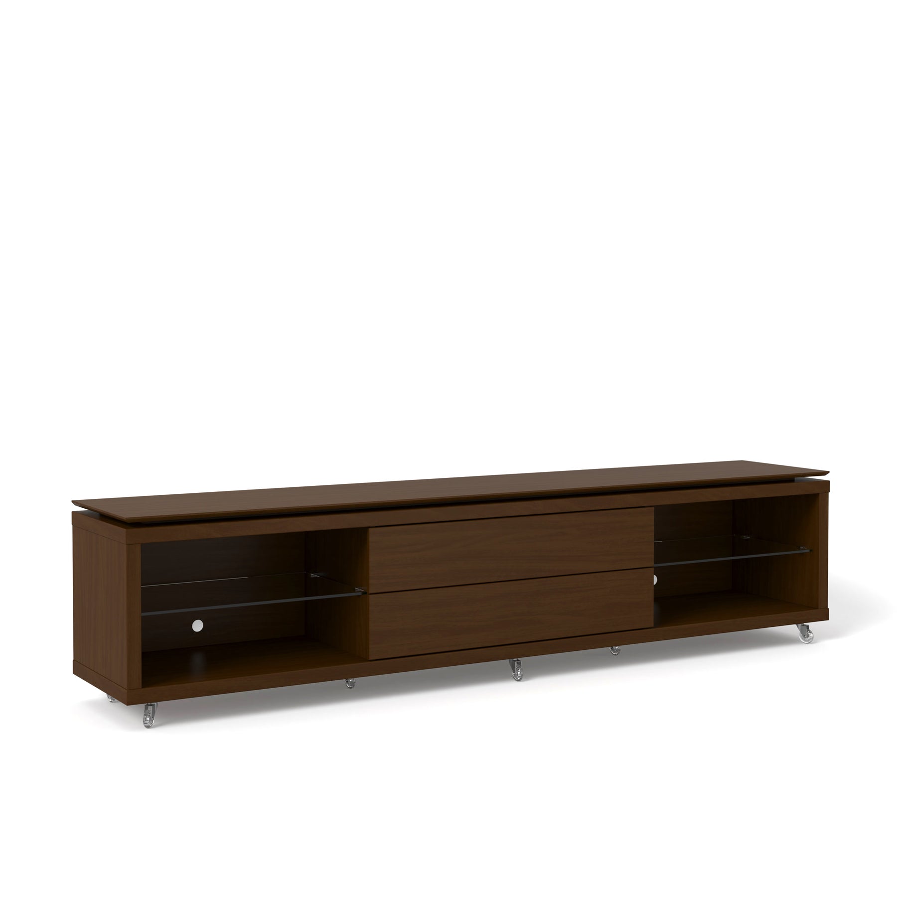 Manhattan Comfort Lincoln TV Stand 2.4 with Silicone Casters in Nut Brown-Minimal & Modern