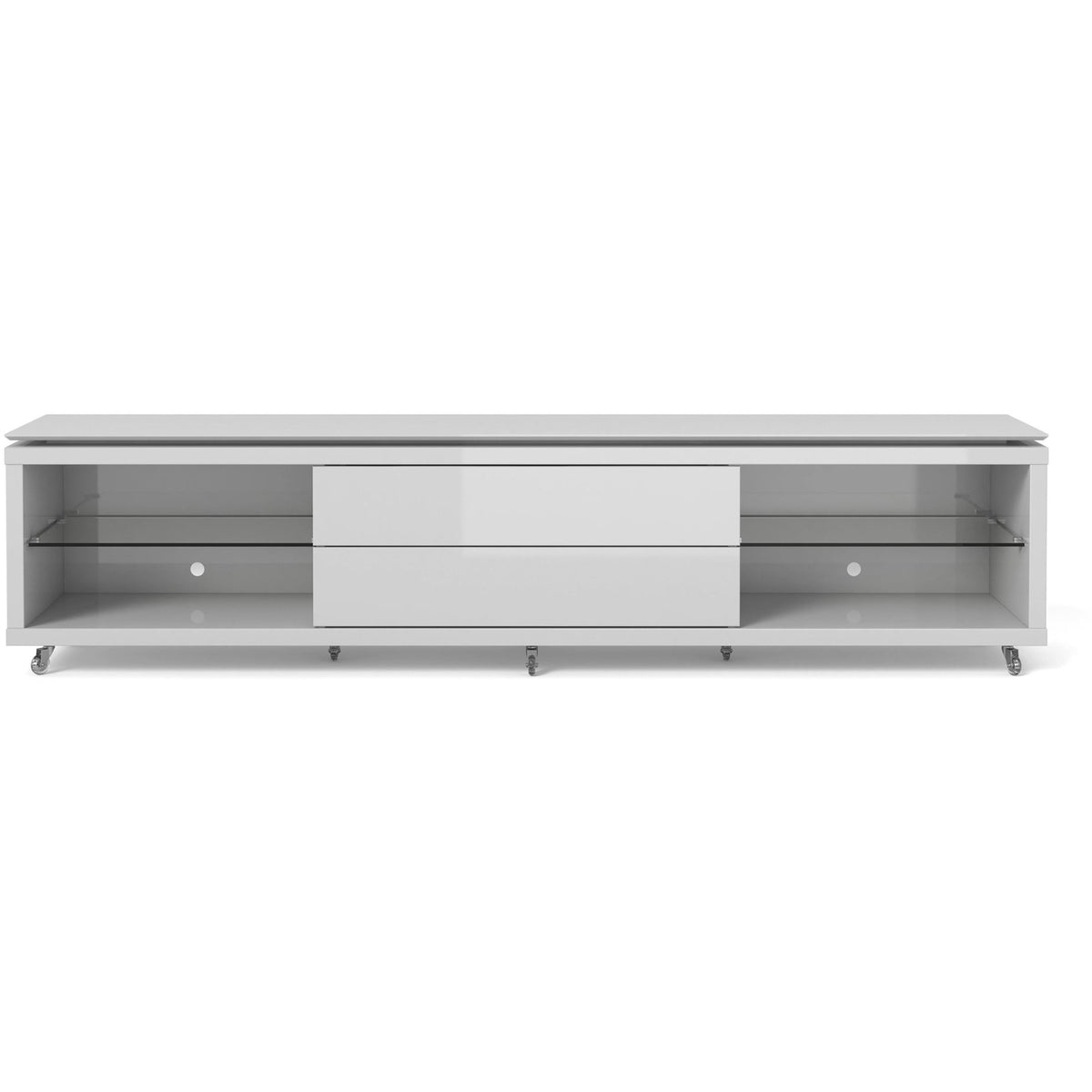Manhattan Comfort Lincoln TV Stand with Silicone Casters 2.4 in White Gloss-Minimal & Modern