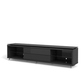 Manhattan Comfort Lincoln TV Stand 2.4 with Silicone Casters in Black Gloss and Black Matte-Minimal & Modern