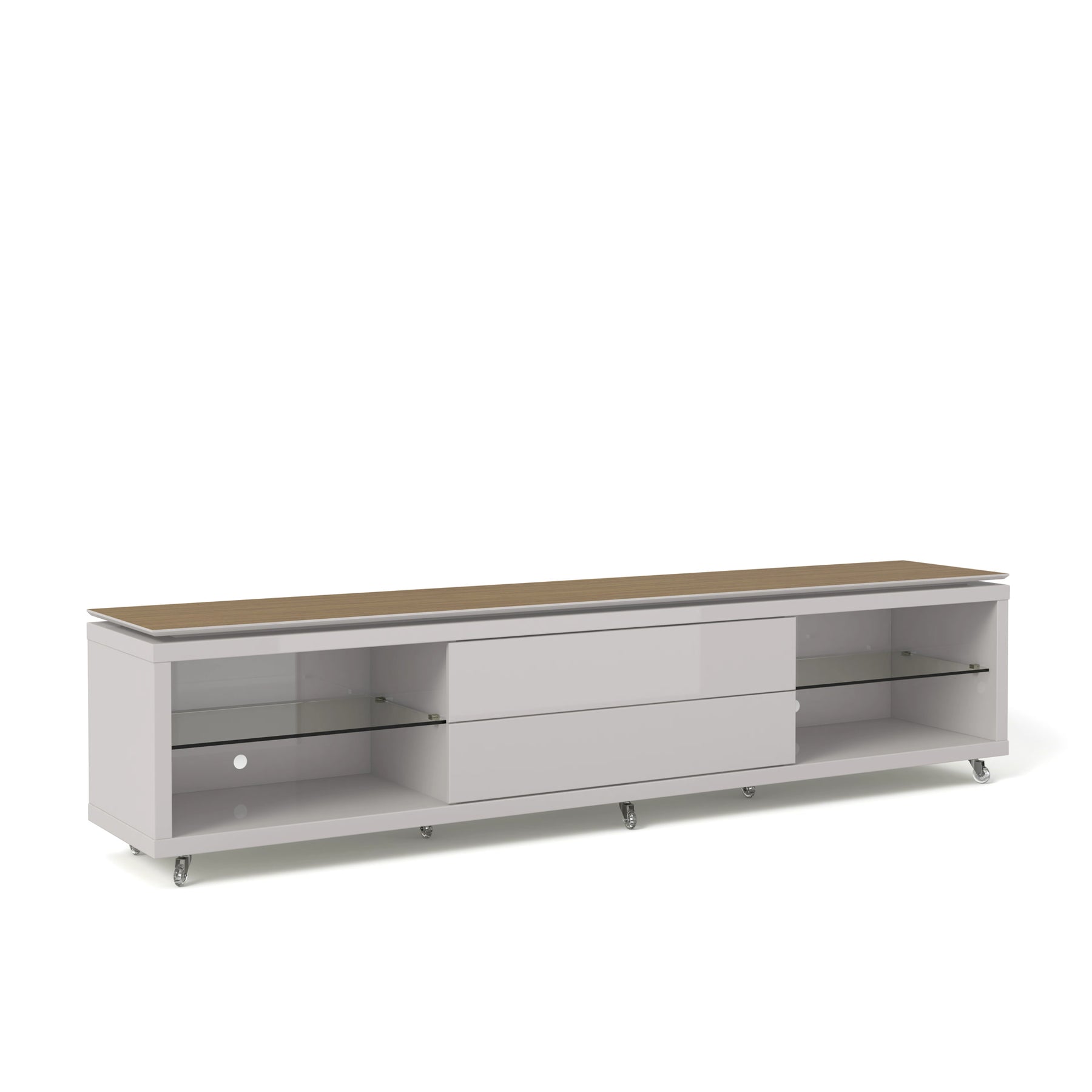 Manhattan Comfort Lincoln TV Stand 2.4 with Silicone Casters in Maple Cream and Off White-Minimal & Modern