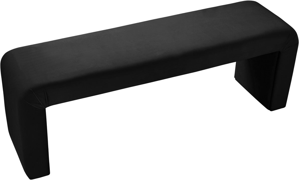 Meridian Furniture Minimalist Black Velvet Bench