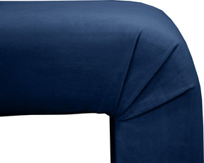 Meridian Furniture Minimalist Navy Velvet Bench