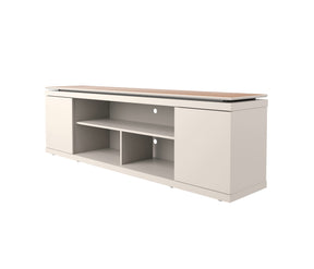 Manhattan Comfort Vanlin 70.74" TV Stand with 5 Shelving Spaces in Off White and Maple Cream-Minimal & Modern