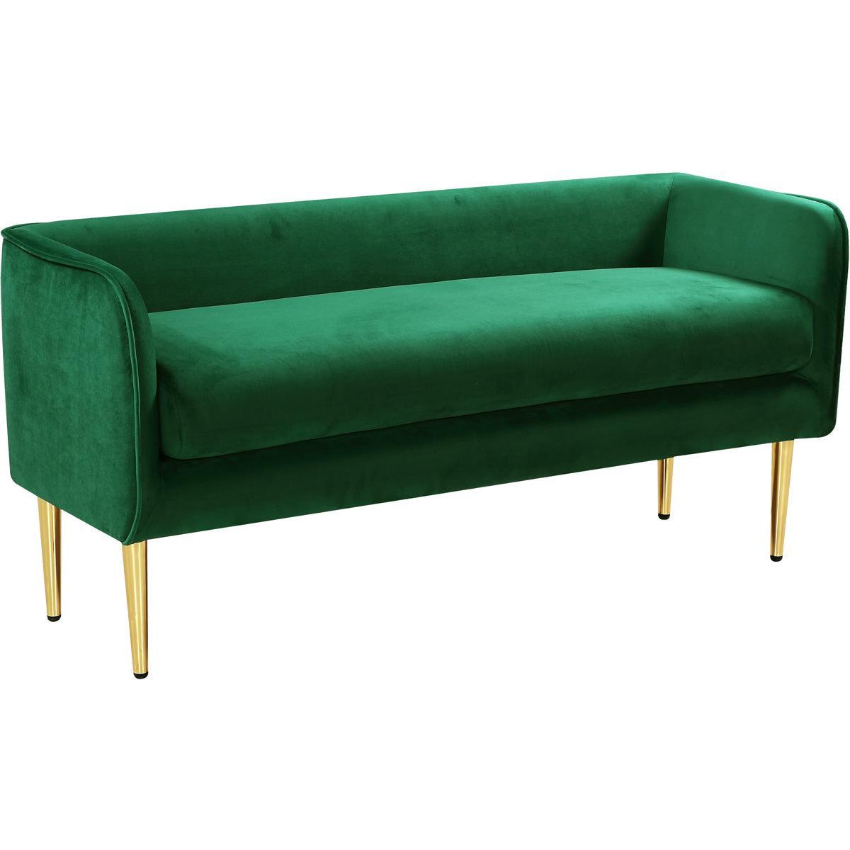 Meridian Furniture Audrey Green Velvet BenchMeridian Furniture - Bench - Minimal And Modern - 1