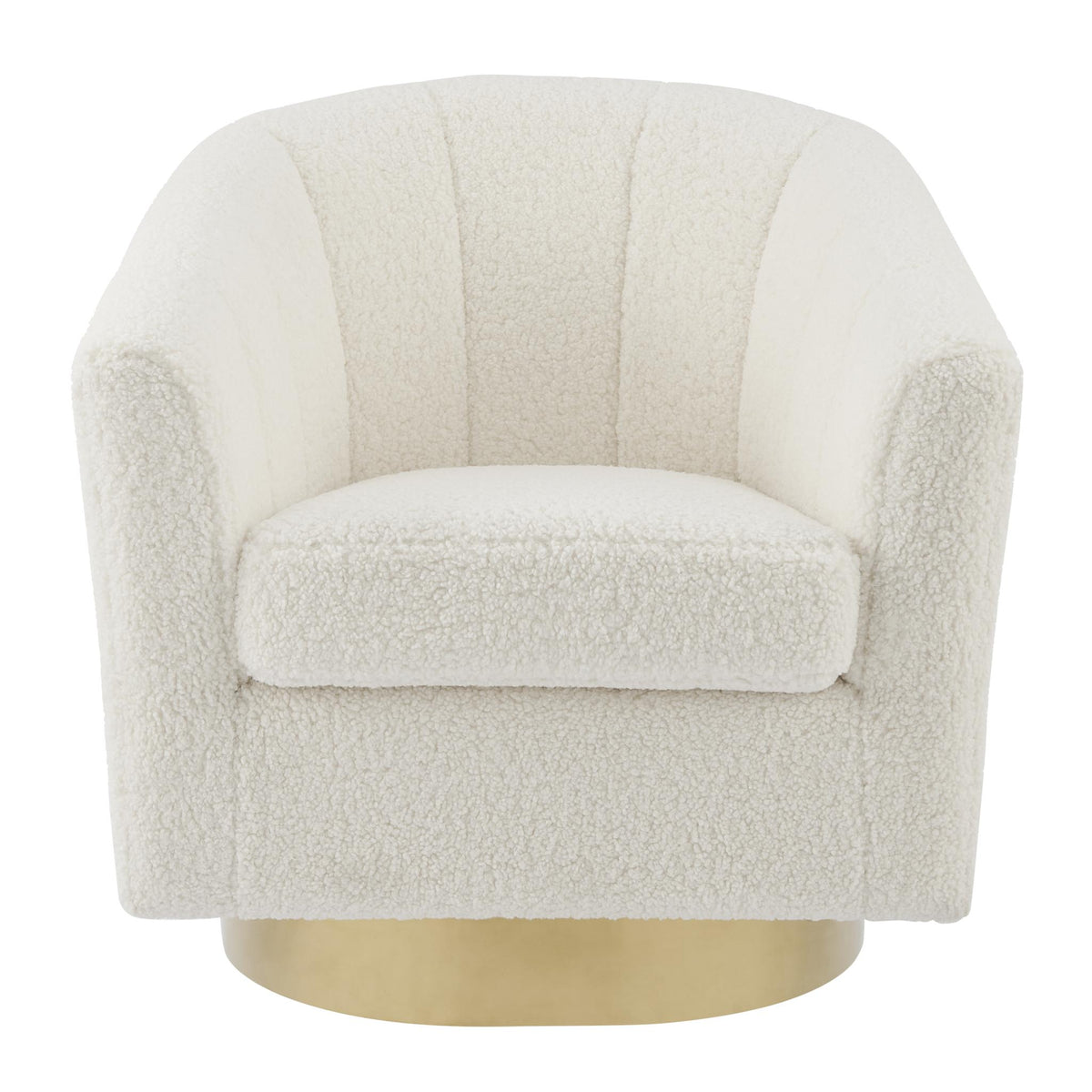 Natasha Faux Shearling Fabric w/ Gold Metal Swivel Accent Arm Chair by New Pacific Direct - 1900192