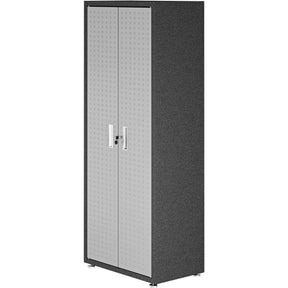 Manhattan Comfort Fortress Textured Metal 75.4" Garage Cabinet with 4 Adjustable Shelves in Grey-Minimal & Modern