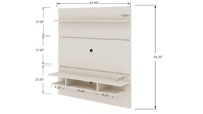 Manhattan Comfort Tribeca 62.99 Mid-Century Modern Floating Entertainment Center with Décor Shelves in Off White
