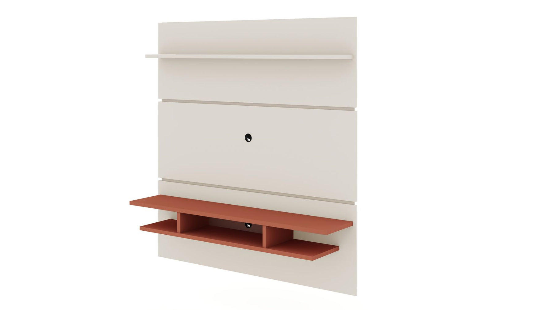 Manhattan Comfort Tribeca 62.99 Mid-Century Modern Floating Entertainment Center with Décor Shelves in Off White and Terra Orange Pink